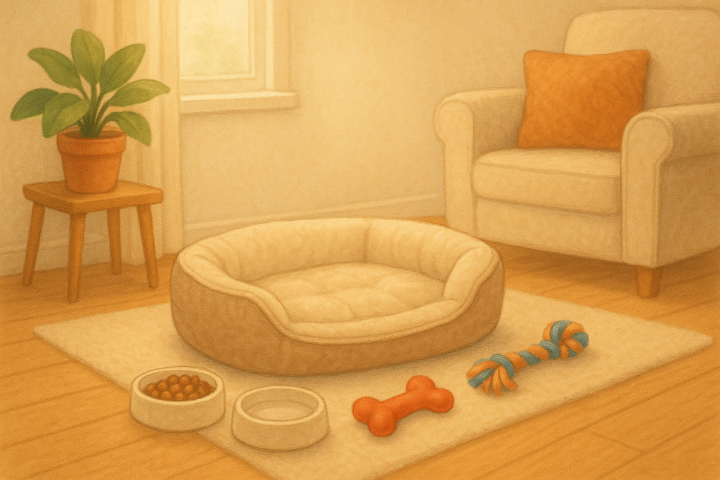 How to Prepare for Dog Adoption: A Complete Guide for First-Time Families a happy rescue dog entering its new home with a welcoming family smiling and greeting the dog1