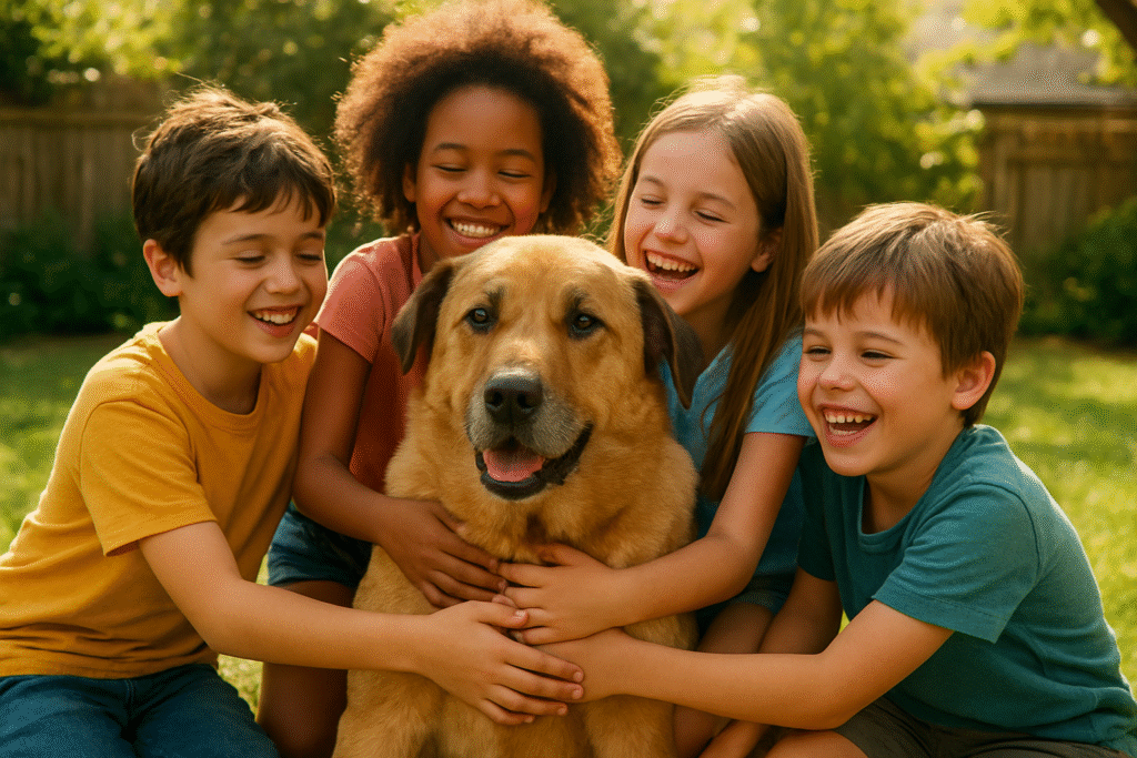 rocky rescue dog with children rocky rescue dog with children