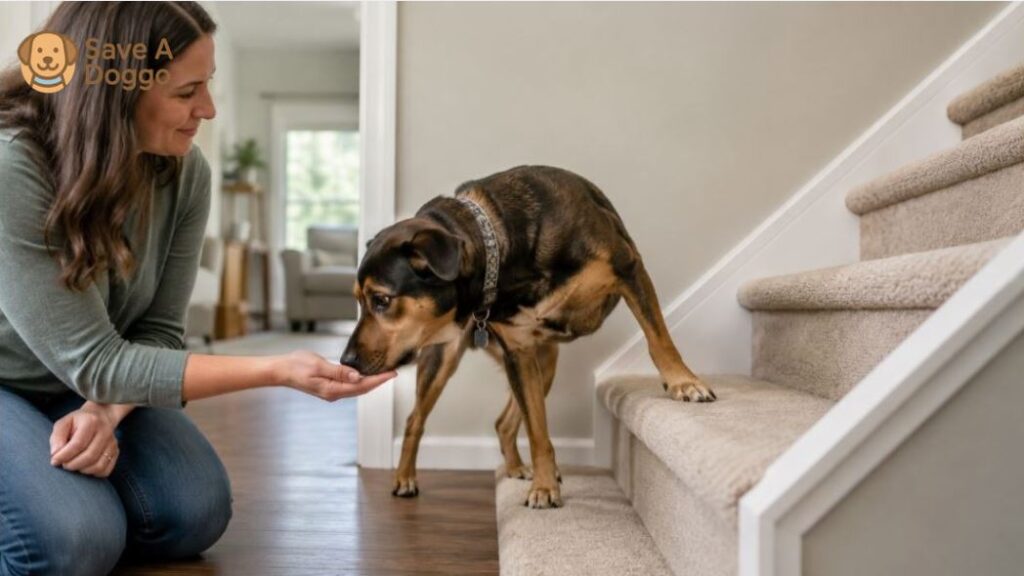 rescue dog afraid of stairs